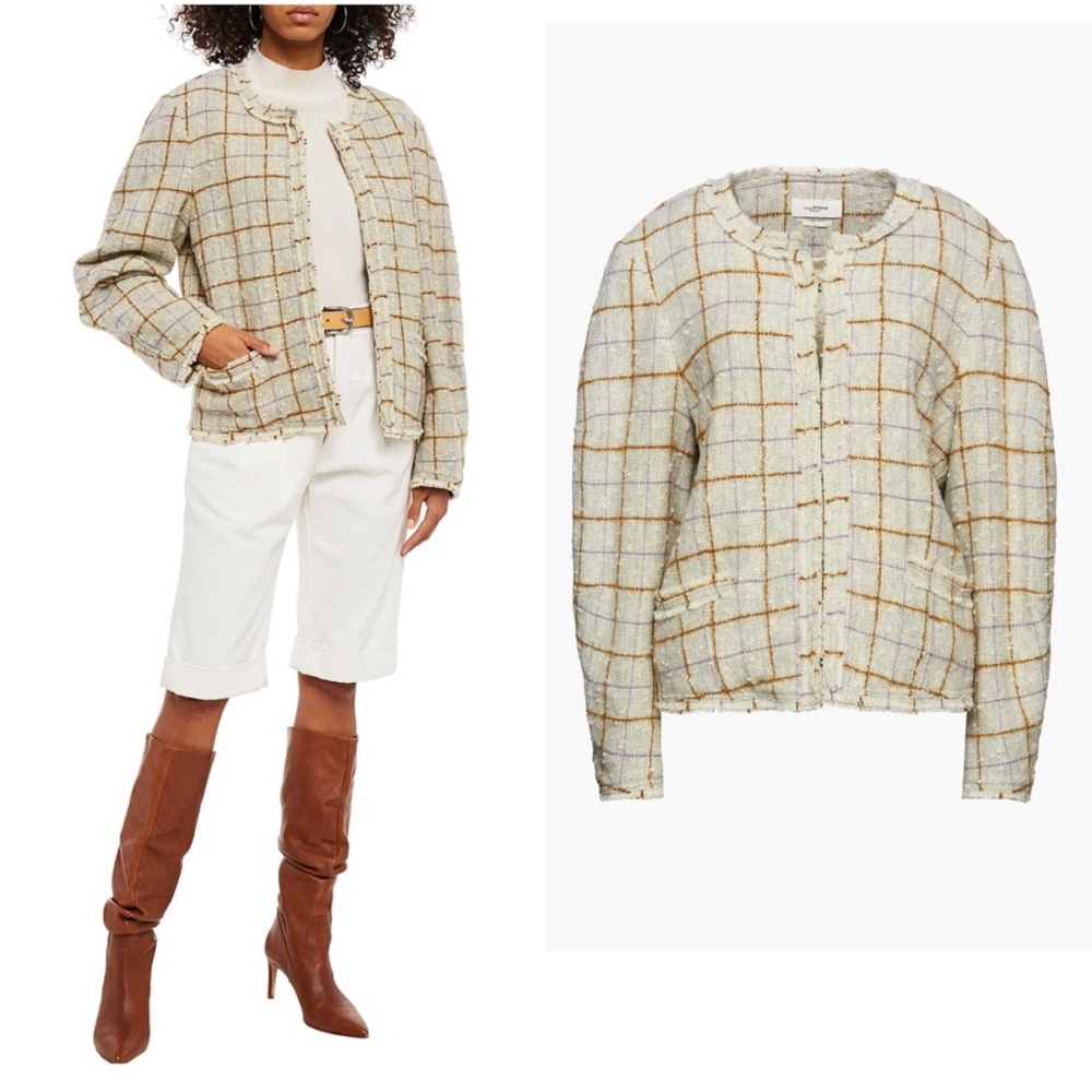 ISABEL MARANT ETOILE Ovia checked wool blended boucle-tweed jacket